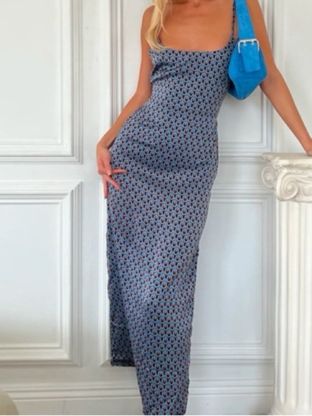Isalis Noel Geometric Tie Back Maxi Dress size medium